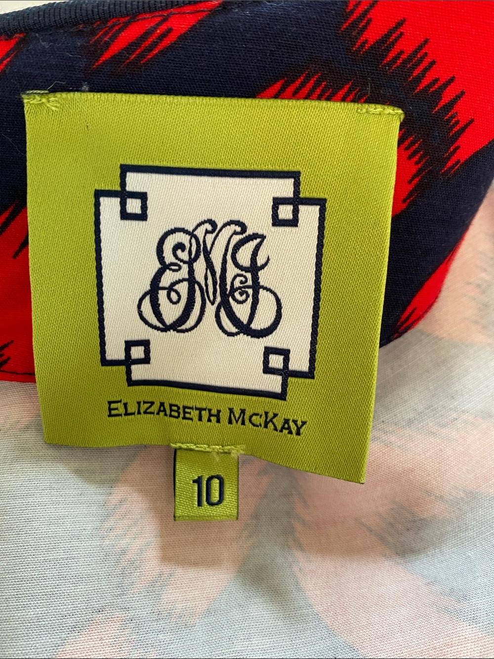 Elizabeth McKay Red and Navy Animal Print Blouse - Picture 6 of 10